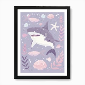 Purple Greenland Shark Illustration 2 Art Print