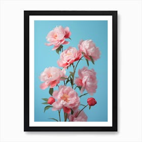 Peonies on Blue Art Print