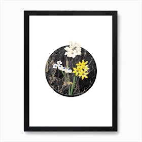 Vintage Corn Lily Botanical in Gilded Marble on Clean White n.0004 Art Print