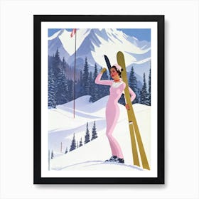 Selva Val Gardena, Italy Glamour Ski Skiing Poster Art Print