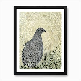 Grouse Linocut Bird Art Print