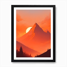 Misty Mountains Vertical Composition In Orange Tone 376 Art Print