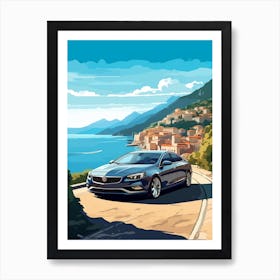 A Buick Regal In Amalfi Coast, Italy, Car Illustration 4 Art Print