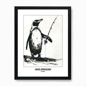 Penguin Fishing Poster Art Print