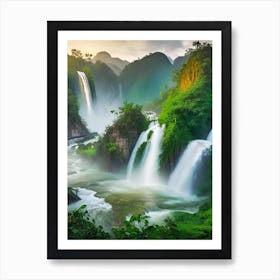 Ban Gioc–Detian Falls, Vietnam And China Realistic Photograph (1) Art Print