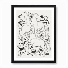 Three Horses, Leo Gestel Art Print