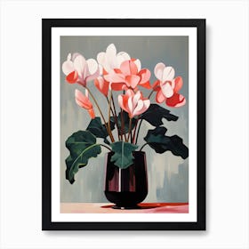 Bouquet Of Cyclamen Flowers, Autumn Fall Florals Painting 0 Art Print