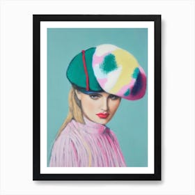 Beret Colourful Illustration Art Print