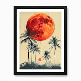 Full Moon Over Palm Trees 1 Art Print