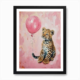 Cute Leopard 3 With Balloon Art Print