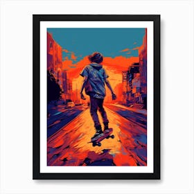 Skateboarding In Warsaw, Poland Drawing 1 Art Print