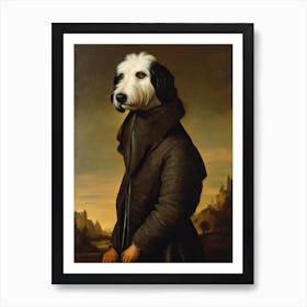 Old English Sheepdog 2 Renaissance Portrait Oil Painting Art Print