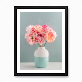 Pink Paper Peonies In A Vase Art Print