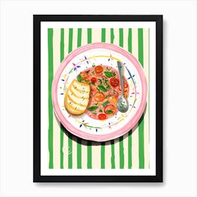 A Plate Of Sardines, Top View Food Illustration 4 Art Print