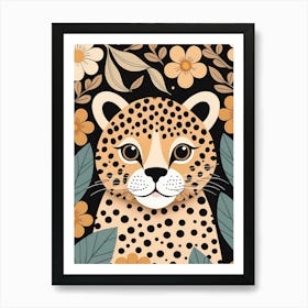 Floral Cute Baby Leopard Nursery (9) Art Print