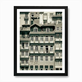 Buildings of Porto, Portugal | Black and White Photography Art Print