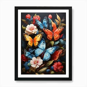 Butterflies And Flowers Art Print