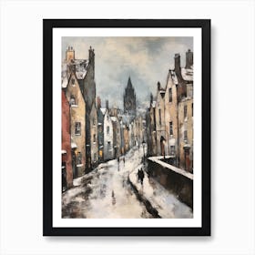 Vintage Winter Painting Edinburgh Scotland 3 Art Print