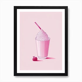 Raspberry Milkshake Dairy Food Minimal Line Drawing 2 Art Print