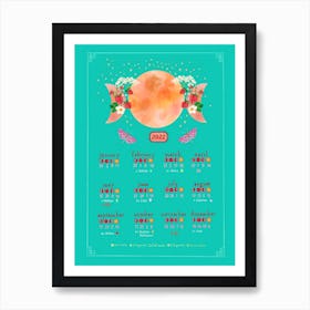 Lunar Calendar Teal Art Print