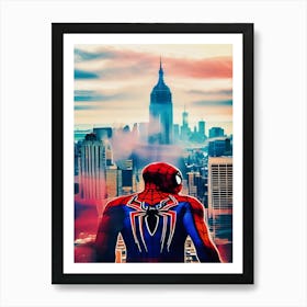 Spider Man Viewing The City Skyline Art Print