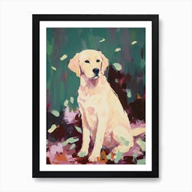A Golden Retriever Dog Painting, Impressionist 2 Art Print
