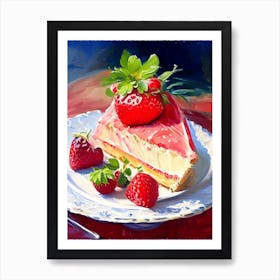 Strawberry Cheesecake, Dessert, Food Impressionism Cezanne Art Print