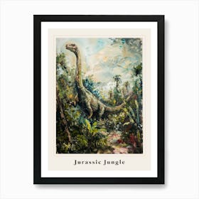 Dinosaur In A Leafy Landscape Painting Poster Art Print