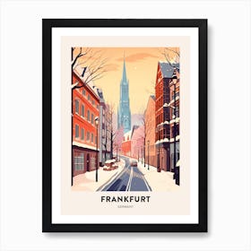 Vintage Winter Travel Poster Frankfurt Germany 1 Art Print