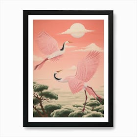 Vintage Japanese Inspired Bird Print Crane 3 Art Print