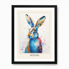 Arctic Hare Colourful Watercolour 2 Poster Art Print