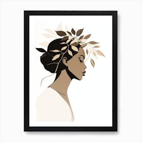 Woman With Leaves In Her Hair 1 Art Print