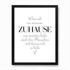 Zuhause Art Print