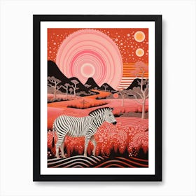 Pattern Zebra In The Wild With The Sun 2 Art Print