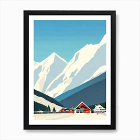 Stubaier Gletscher, Austria Midcentury Vintage Skiing Poster Art Print