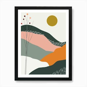 Mountain Tree Abstract Modern Boho Sun Decor Plant Nature Landscape 1 Art Print