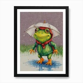 Frog In The Rain 1 Art Print