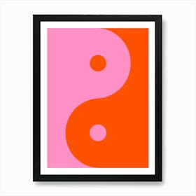 Yin Yang Pink And Orange Art Print