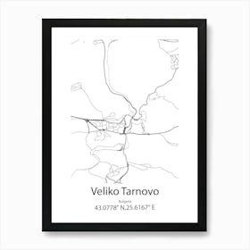 Veliko Tarnovo,Bulgaria Minimalist Map Art Print