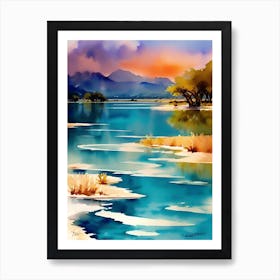 Sunset At The Lake Art Print