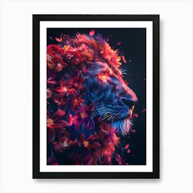 Lion With Flowers 5 Art Print