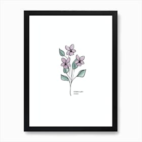 February Violet Birth Flower Art Print