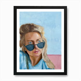 Portrait Of A Woman Wearing Sunglasses Art Print