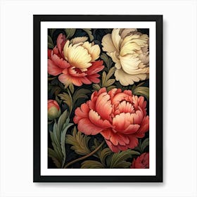 William Morris Peonies White And Red Vintage  Art Print