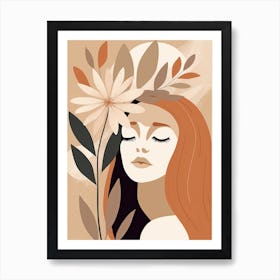 Bloom Body Woman Neutral Colours Boho Style 14 Art Print