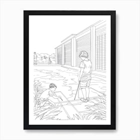 Line Art Inspired By The Large Bathers 1 Art Print