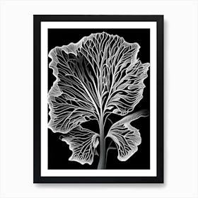 Wild Lettuce Leaf Linocut 2 Art Print