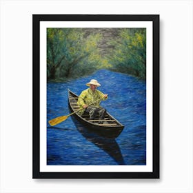 Canoeing In The Style Of Van Gogh 1 Art Print