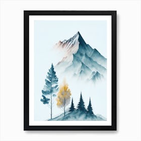 Mountain And Forest In Minimalist Watercolor Vertical Composition 277 Art Print