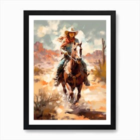 Cowgirl Impressionism Style 8 Art Print